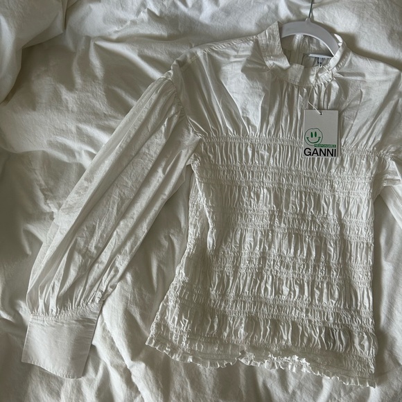 NWT GANNI WHITE BLOUSE - Picture 5 of 6